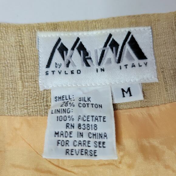 Krizia MM Vest Linen & Silk Beaded w/ Pine Motif Tan Lined Made in Italy Size M - Picture 3 of 5